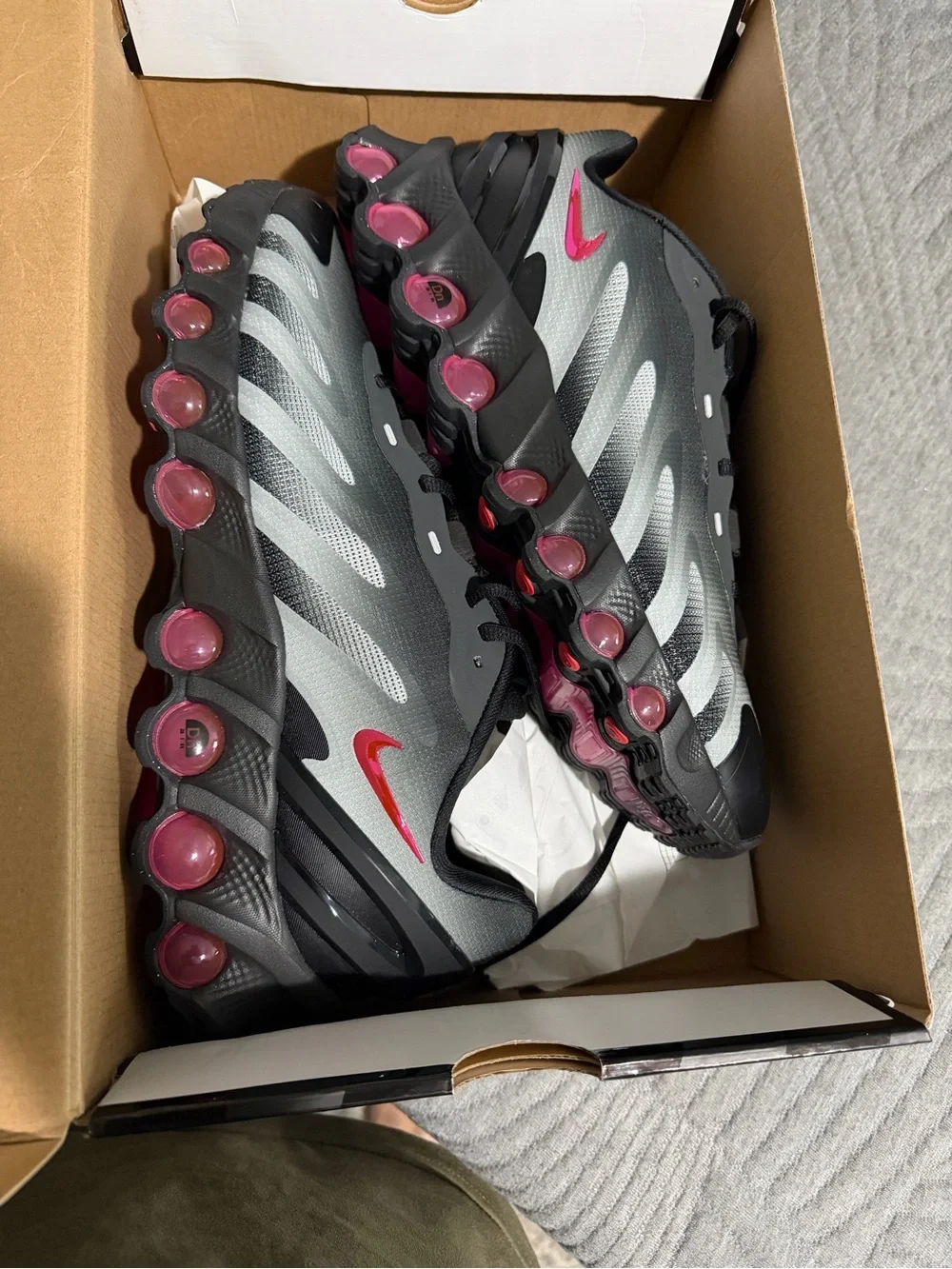 Nike Grey and Pink Air-Style Running Shoes